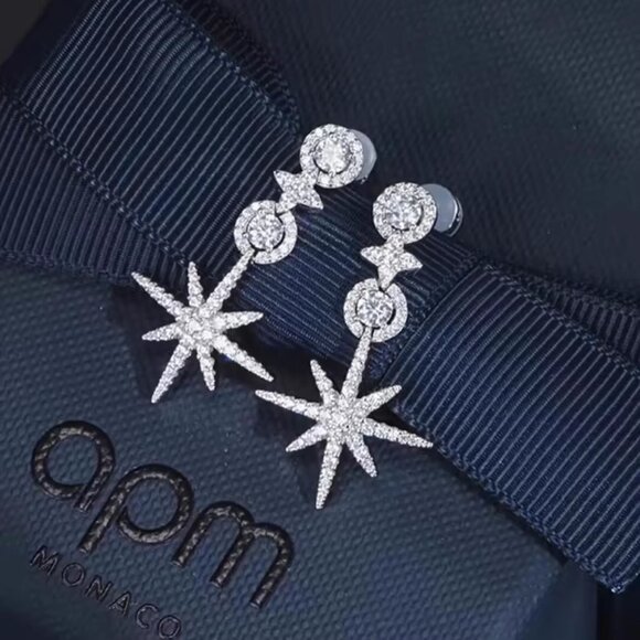APM Monaco Pavé Météorites & Circles Drop Earrings - Picture 1 of 5